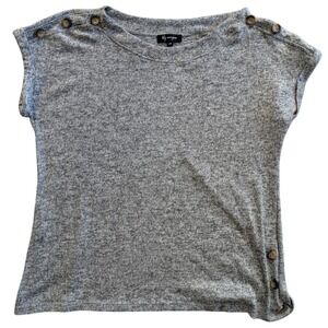 Lily Morgan Gray Heathered Button Side Knit Top Tunic Women's L/G